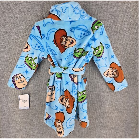 DISNEY TOY STORY TODDLER BOYS' BATHROBE WOODY BUZZ LIGHTYEAR ALIEN SIZE 2T - Picture 2 of 8